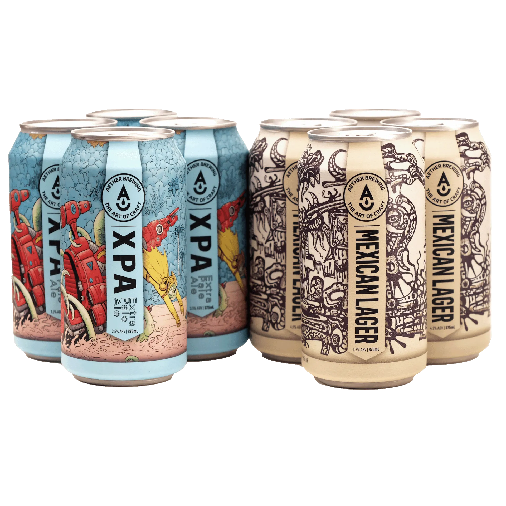 Aether Brewing mixed beer pack featuring midstrength lager cans