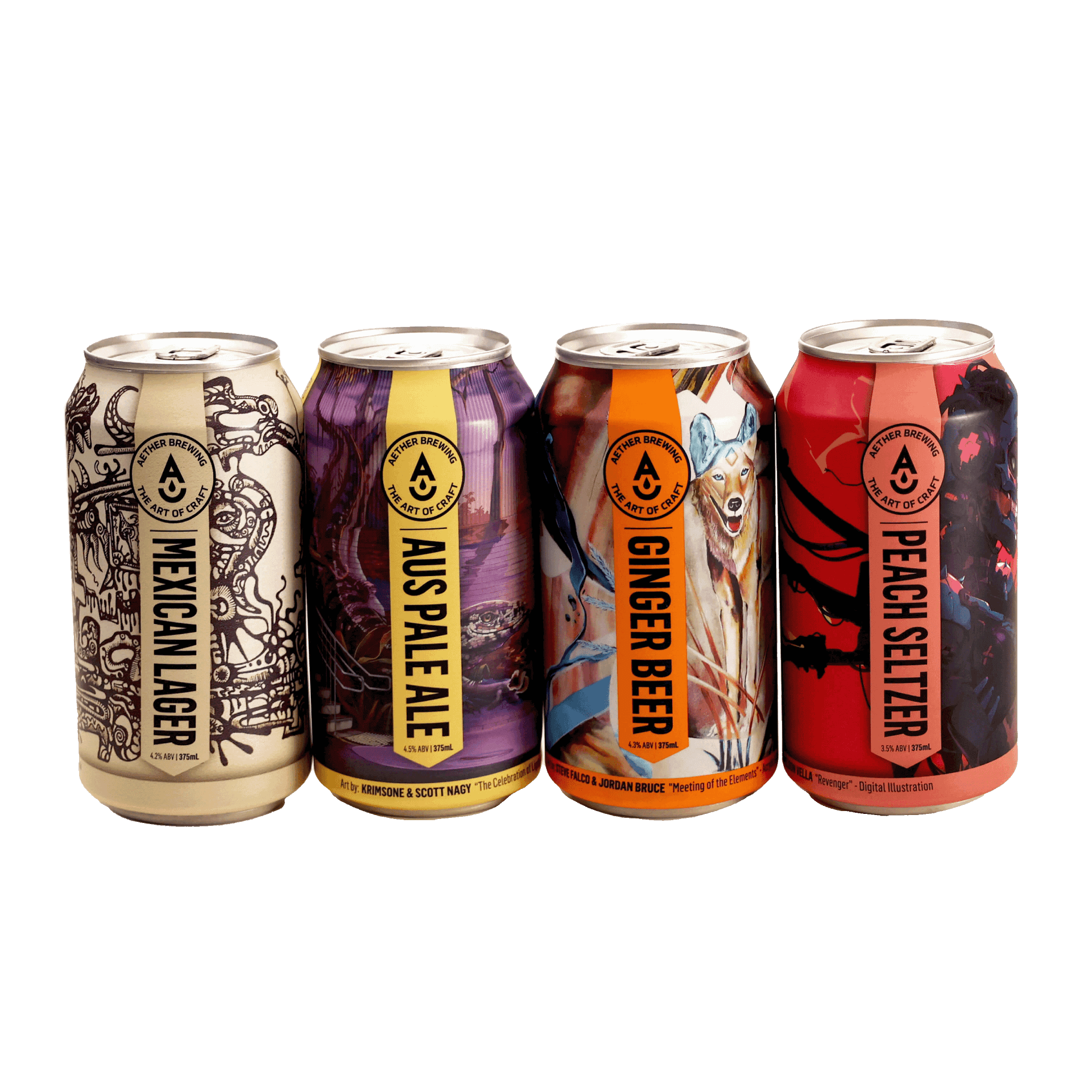 Aether Brewing pale ale beer mixed pack featuring juicy, hazy, dark and hoppy styles.