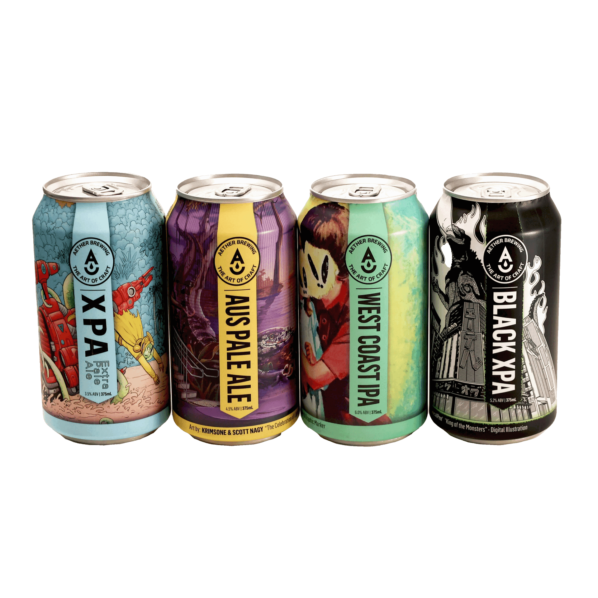 Aether Brewing pale ale beer mixed pack featuring juicy, hazy, dark and hoppy styles.