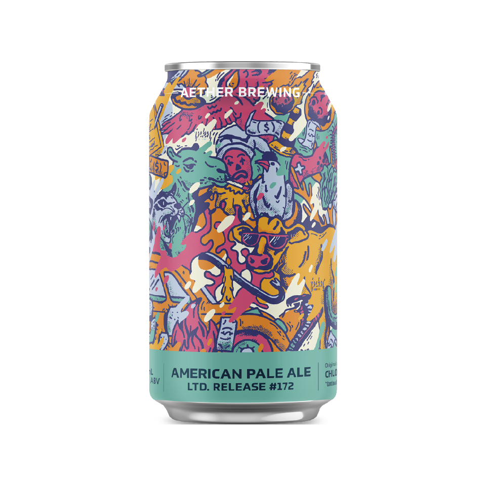 Aether Brewing American Pale Ale – six-hop APA featuring artwork by Chloe Ford – craft beer can from Brisbane, Australia.