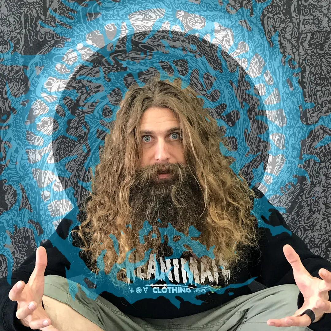 Portrait of artist Euan Boyd, known for psychedelic artwork on Aether Brewing’s Cherry Sour.