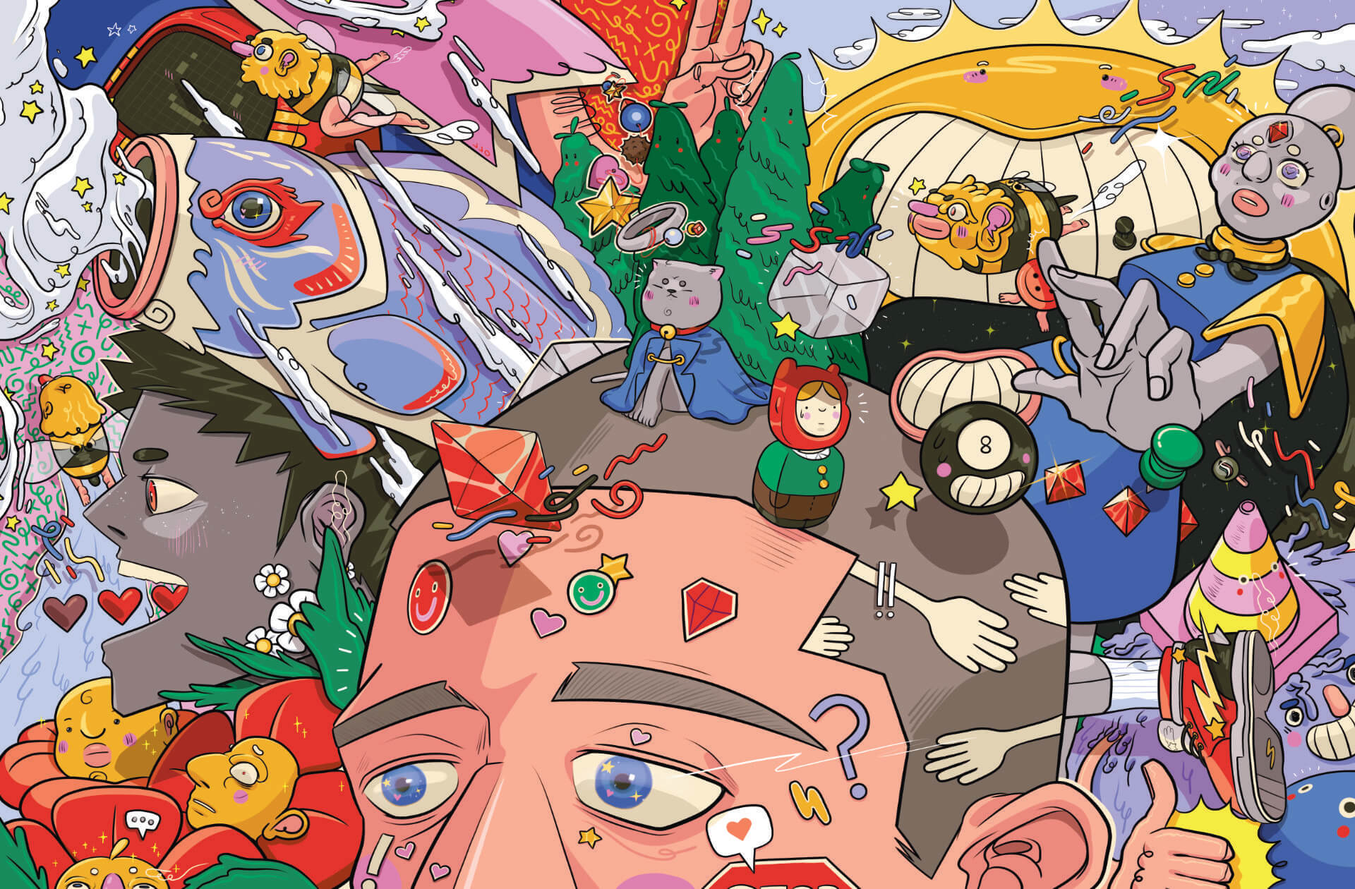 Rushing Back artwork by Lachlan Orton – Aether Brewing beer – Victoria Australia