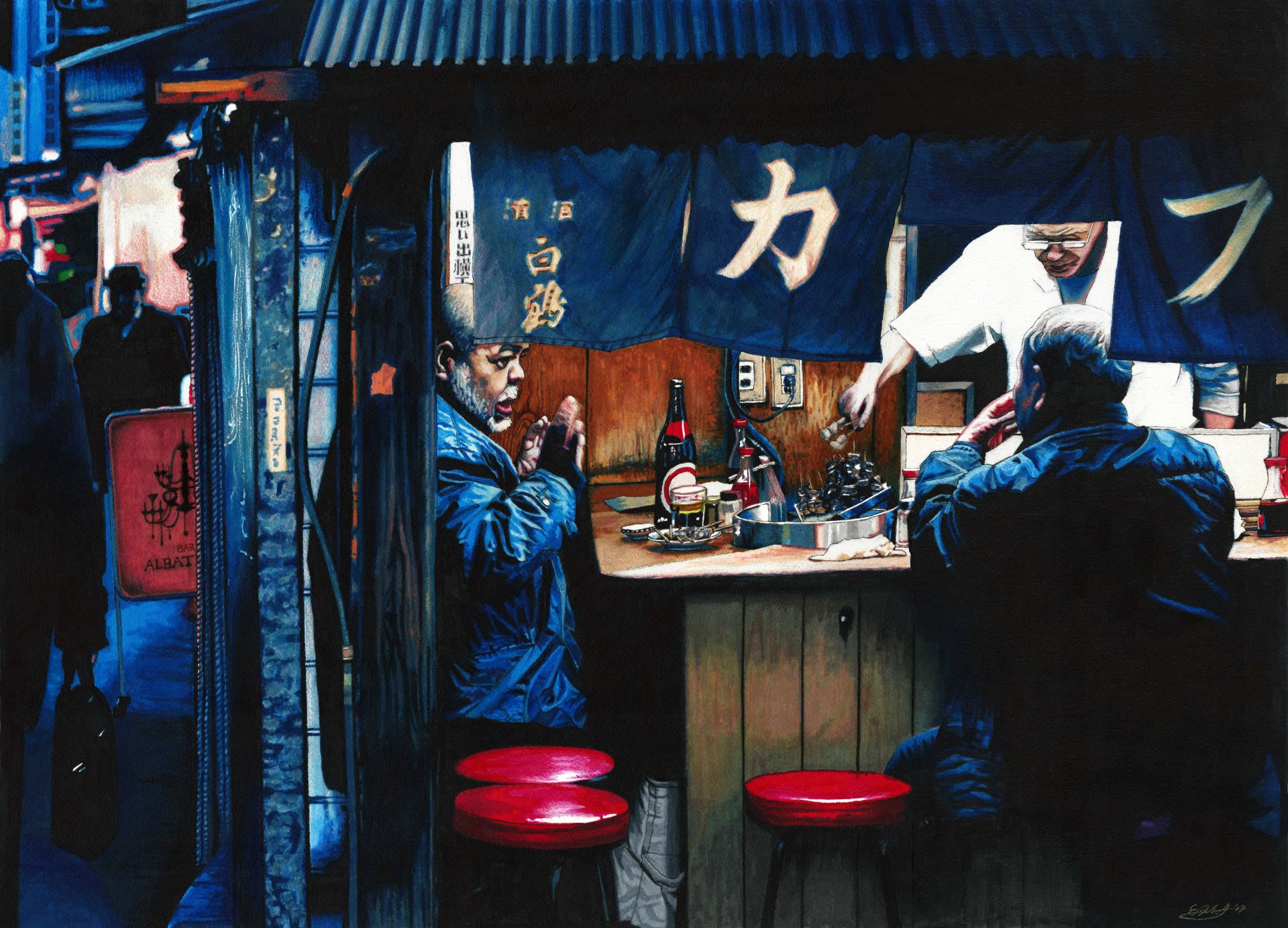 Yakitori artwork by Erin Nicholls – featured on Aether Brewing Yuzu Sake Sour – Australia