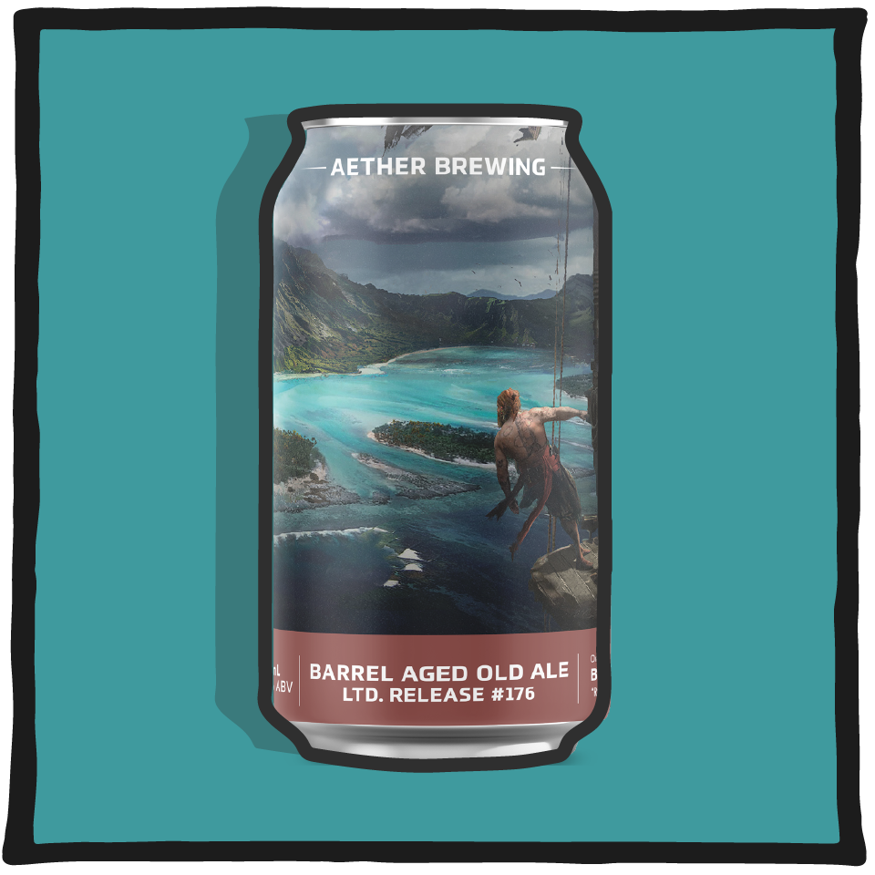Aether Brewing Barrel Aged Old Ale – Brisbane barrel-aged strong ale with deep malt complexity on a teal background