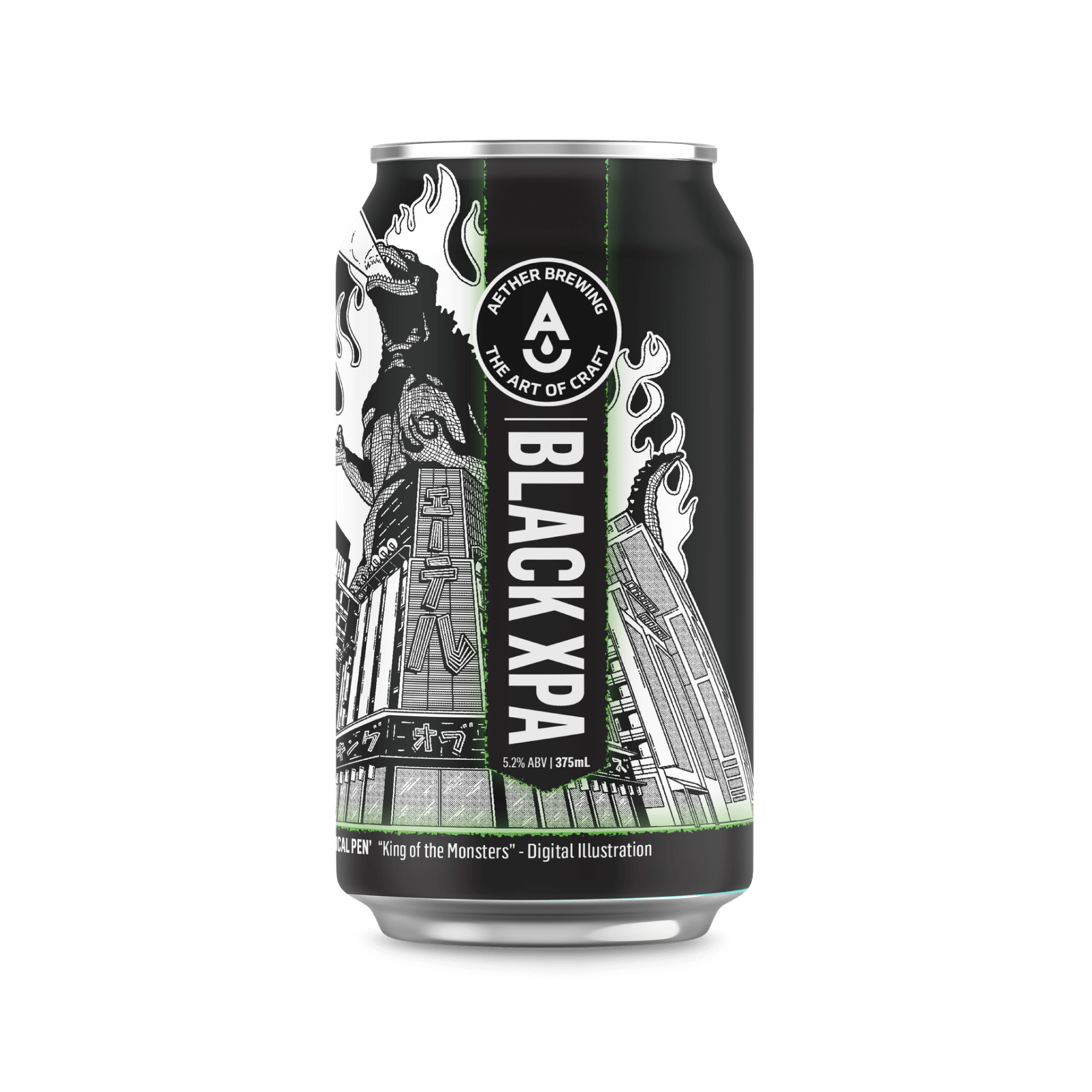 Aether Brewing Black XPA – dark ale with juicy hops – artwork by Sam Mulhern – Brisbane, Australia.