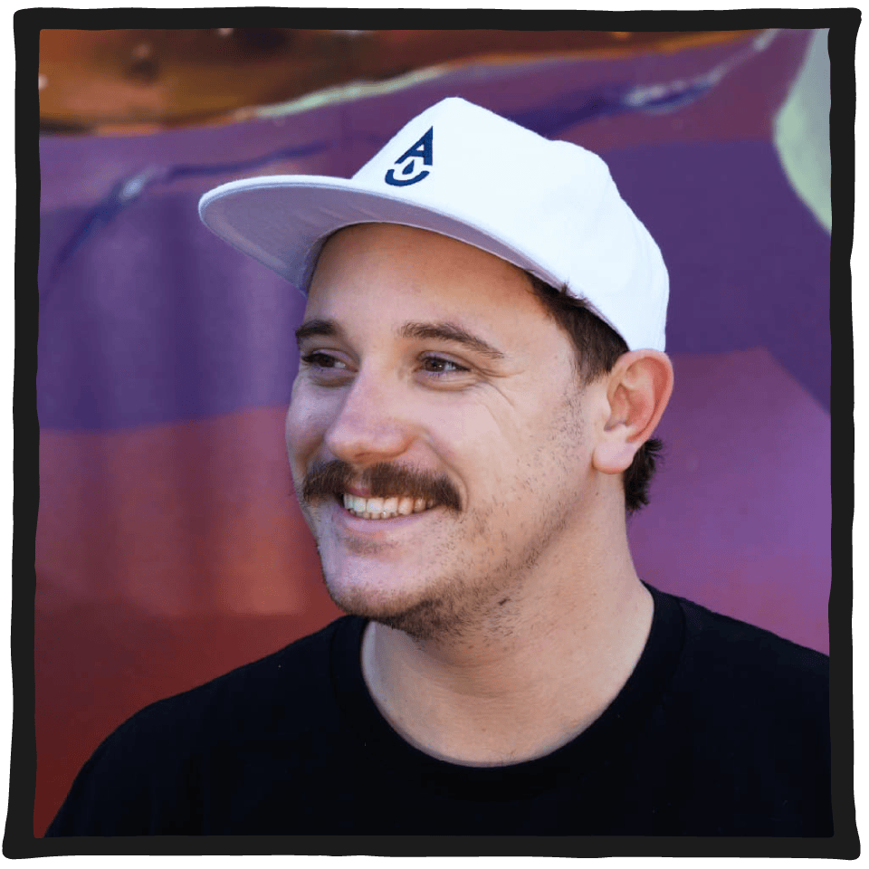 Brewery cap by Aether Brewing – navy on white, front view