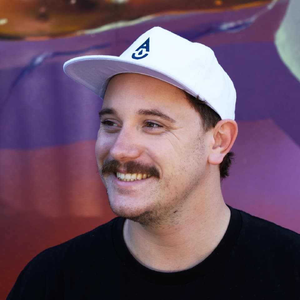 Brewery cap by Aether Brewing – navy on white, front view