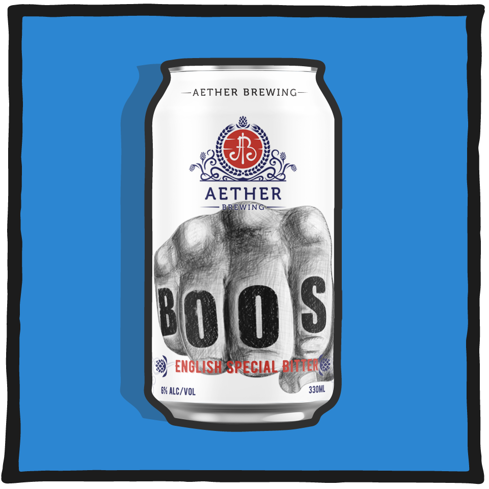 Aether Brewing English Special Bitter Bob’s ESB – traditional English-style bitter brewed in Brisbane on a blue background