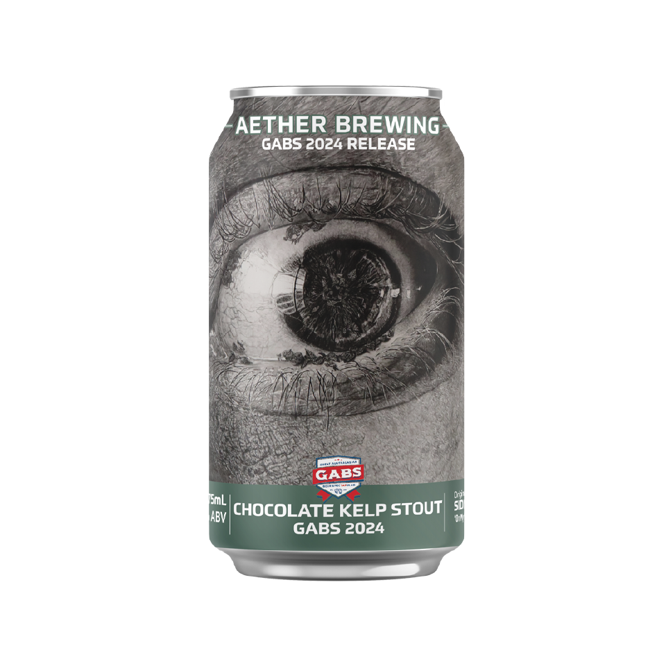 Aether Brewing Creature of the Deep – chocolate kelp stout – craft beer can with charcoal & graphite on paper art by best Australian artist Sidney Herbst – limited edition Australian stout