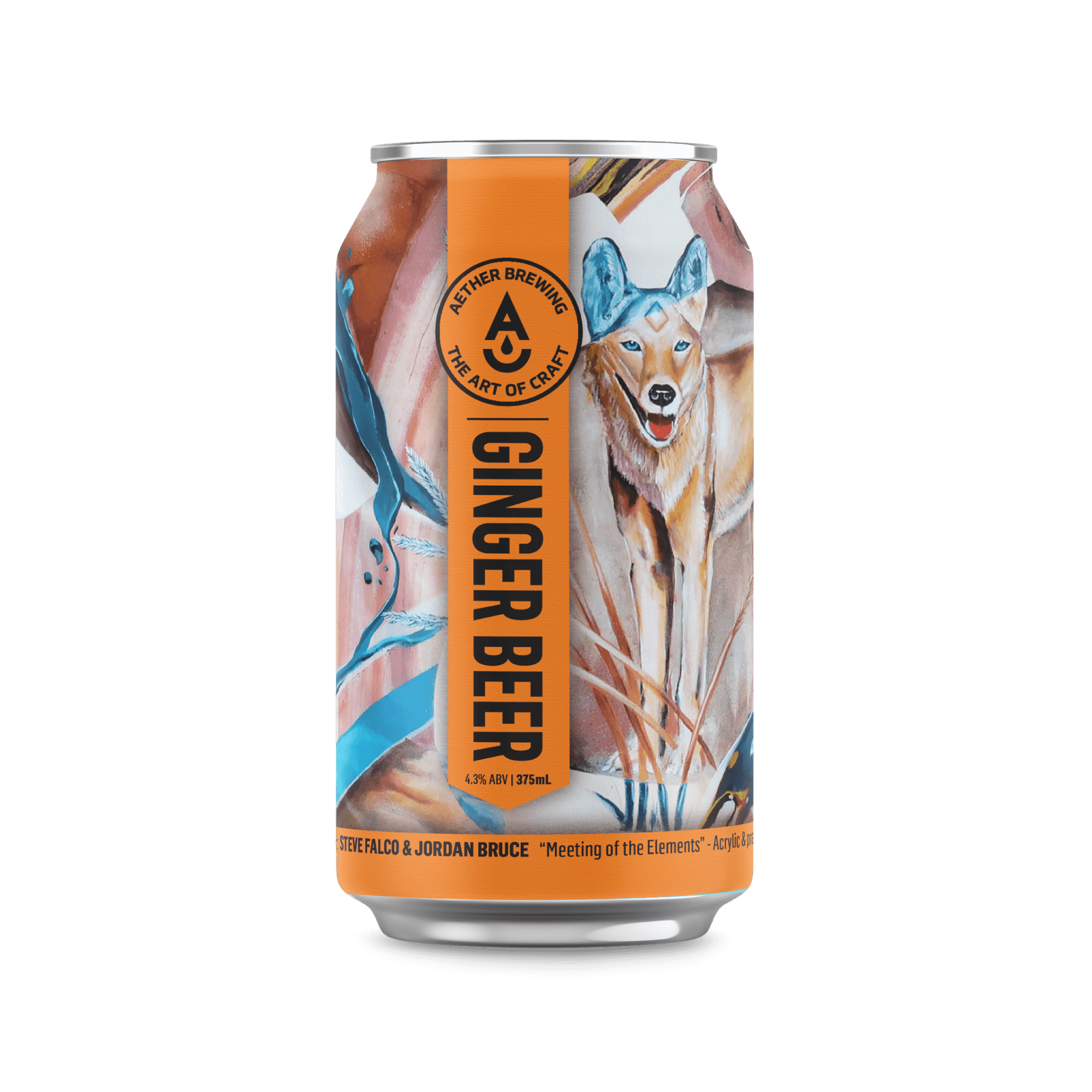 Aether Brewing Ginger Beer – spicy zesty gluten-free ginger beer – craft beer can with acrylic & spray paint on canvas by best Australian artists Steve Falco & Jordan Bruce, Queensland – award-winning Australian ginger beer