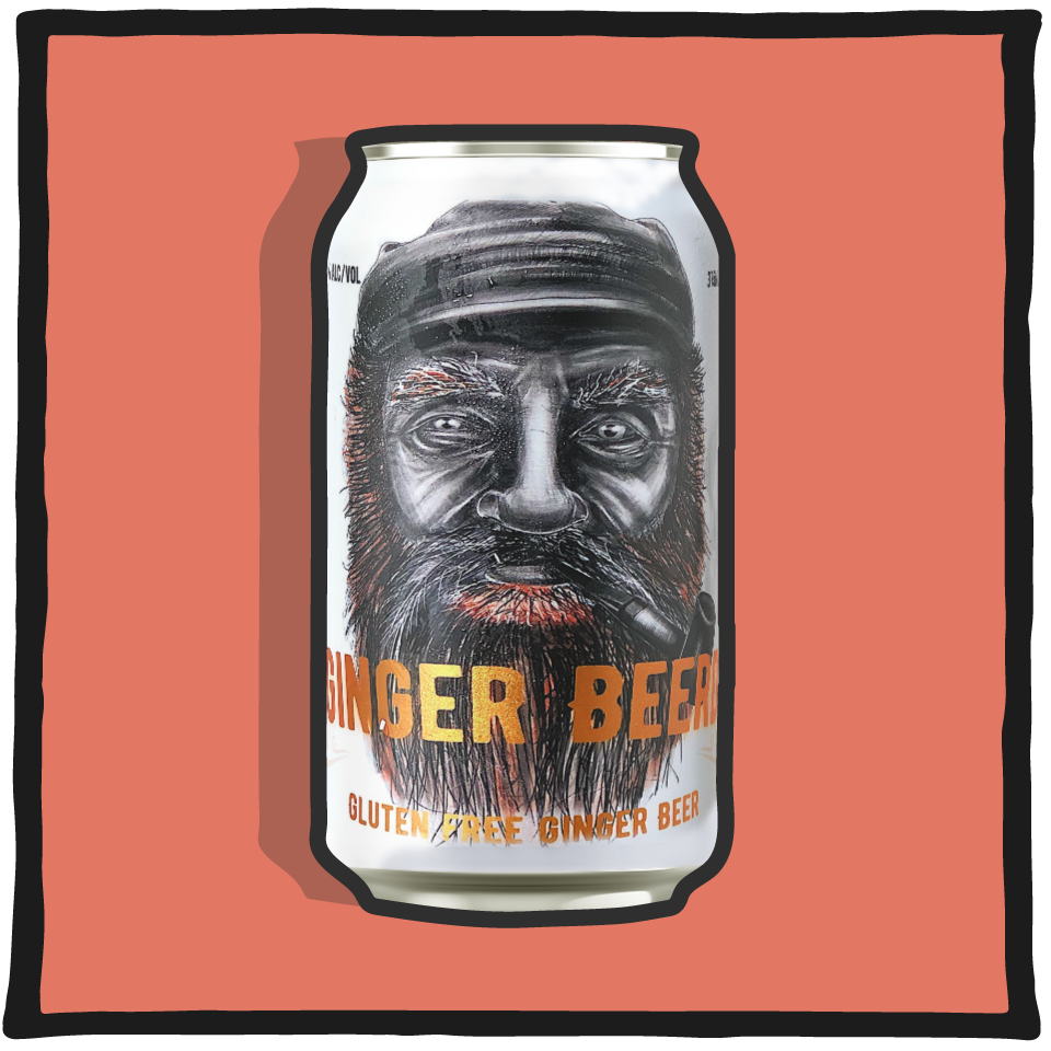 Aether Brewing Ginger Beerd Gluten Free V1 – gluten-free alcoholic ginger beer brewed in Brisbane with bold ginger heat on a coral background