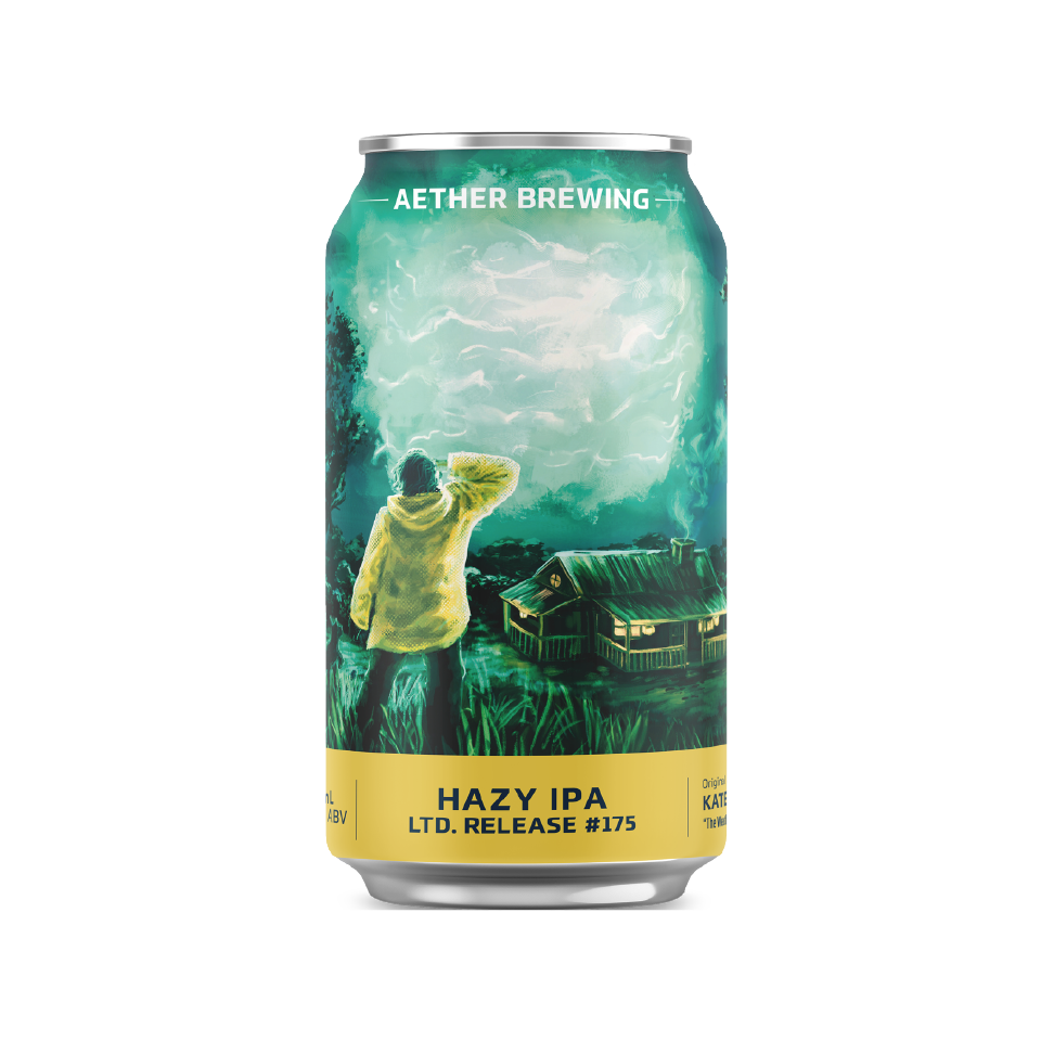Aether Brewing Hazy IPA – juicy pineapple & peach hazy IPA – craft beer can with digital art by best Australian artist Kate Loveday, Western Australia – limited edition Australian hazy IPA