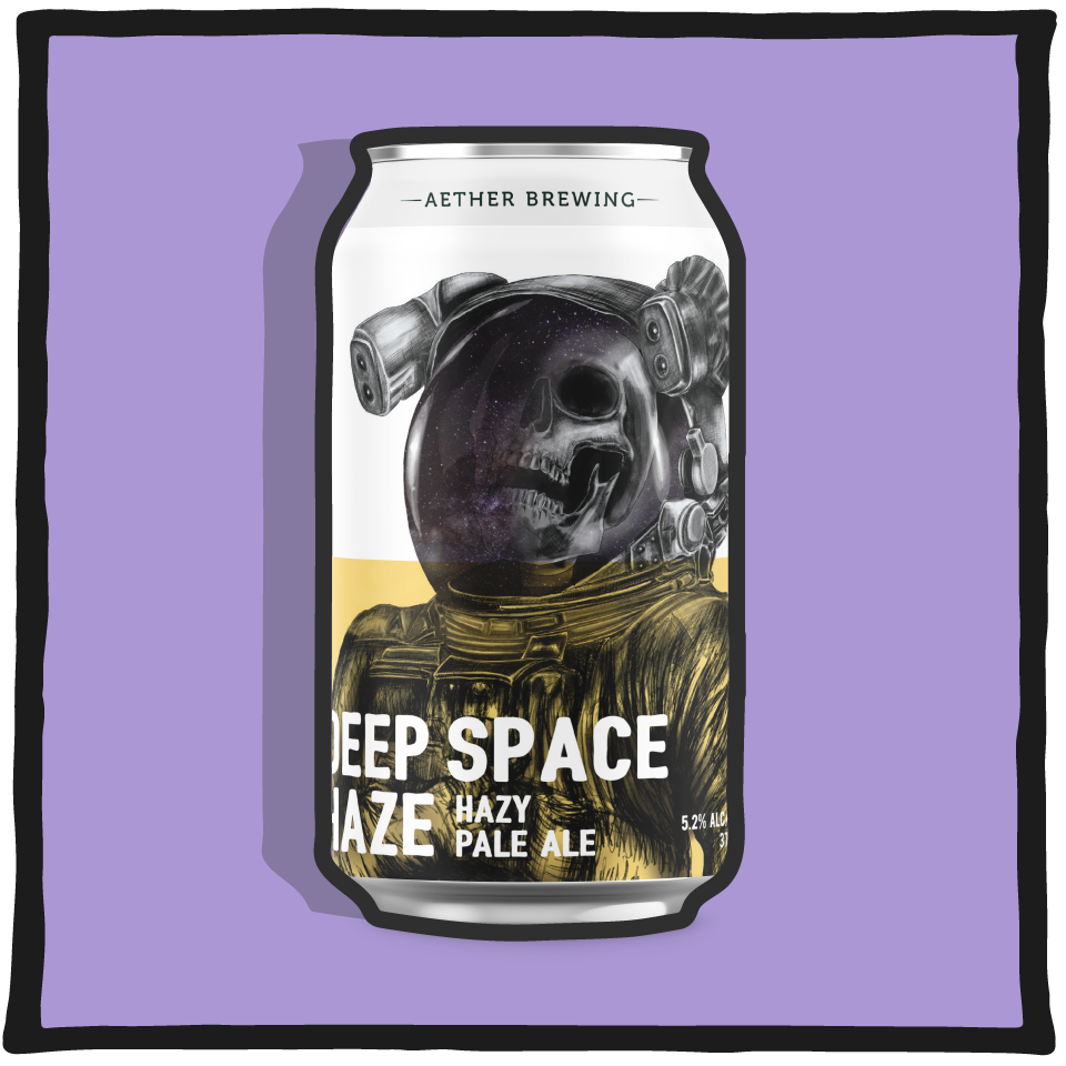 Aether Brewing Hazy Pale Ale Deep Space V2 – Brisbane hazy pale ale with tropical fruit flavour on a purple background
