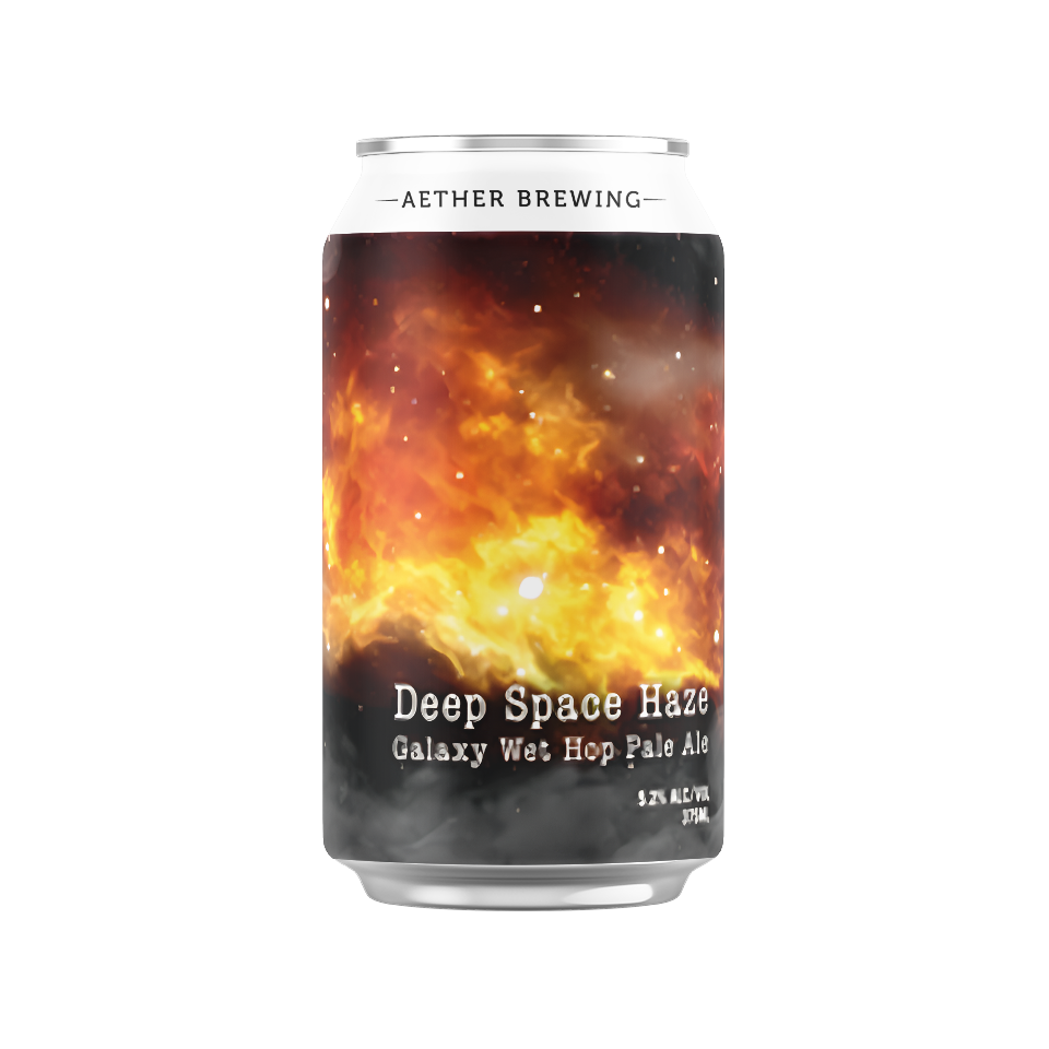Aether Brewing Deep Space Haze – Galaxy wet hop pale ale with citrus – craft beer can with artwork by Australian artist Steve Falco, Queensland – limited edition Australian pale ale