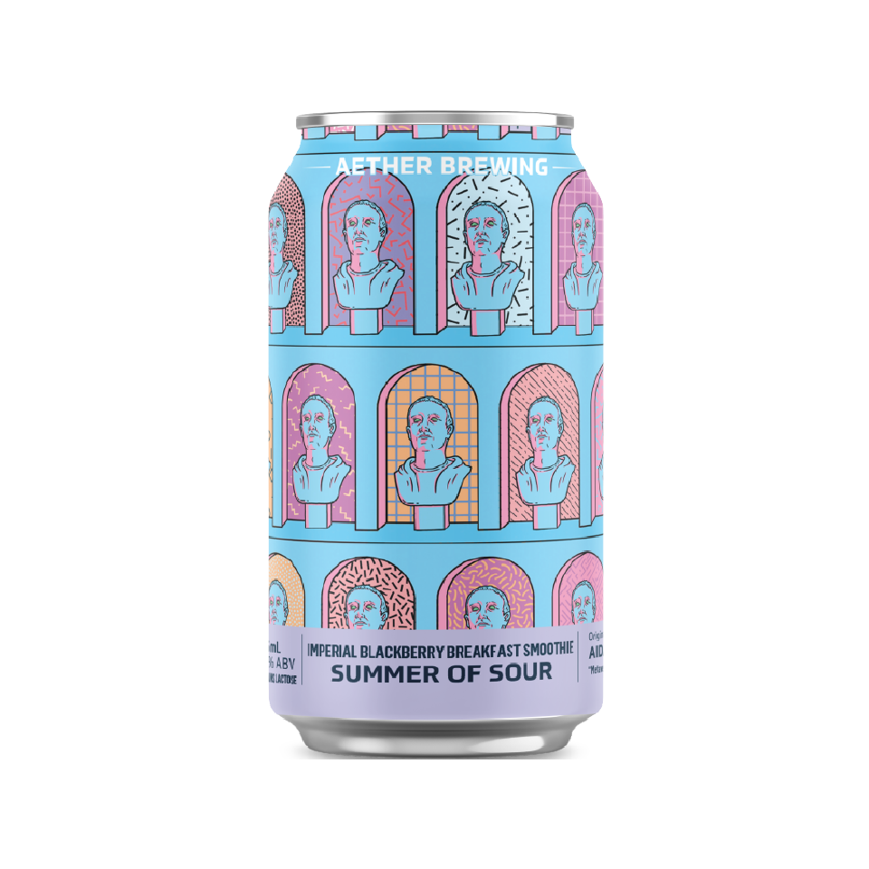 Aether Brewing Blackberry Breakfast Smoothie Sour – imperial fruited sour with granola and coconut – artwork by Aidan Howes – Brisbane, Australia.