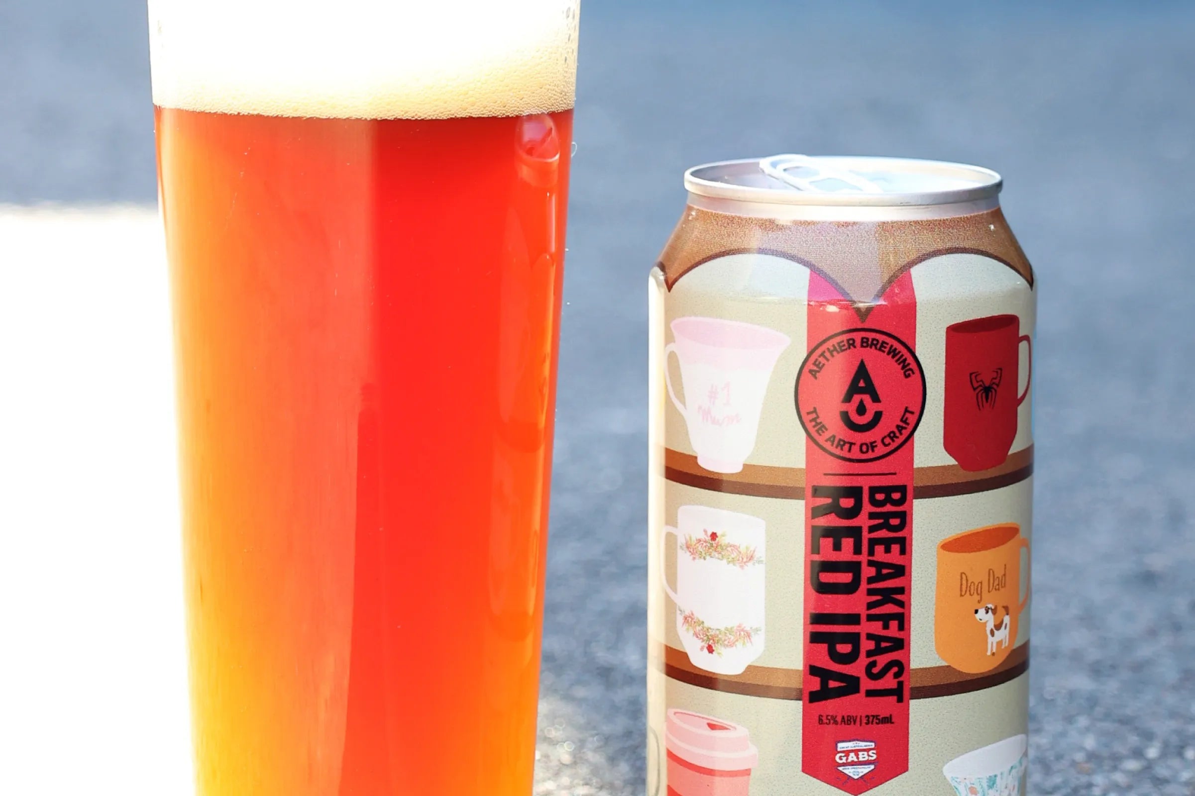 Aether Brewing Red Breakfast IPA – GABS Festival beer can & glass V1 – Brisbane Australia