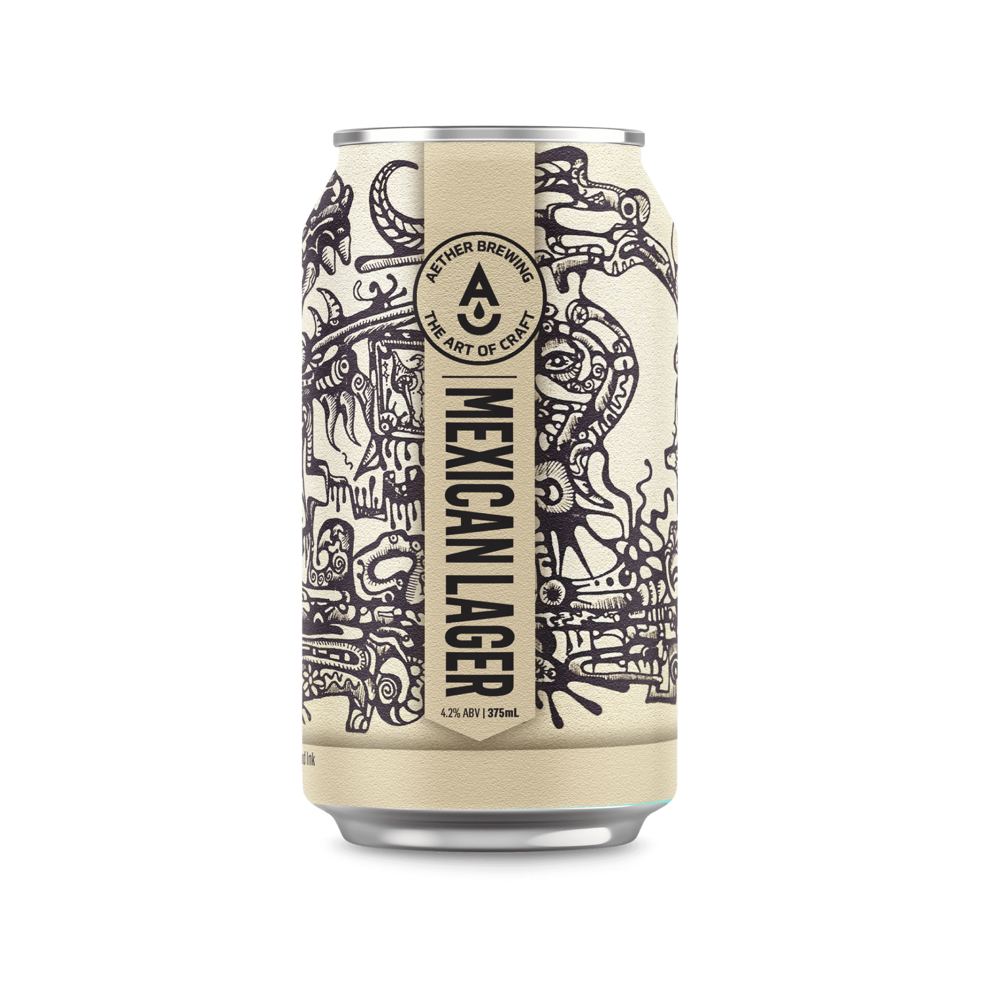 Aether Brewing Mexican Lager – crisp refreshing real agave lager – craft beer can with pen & ink art by best Australian artist Facter, Victoria – award-winning Australian lager