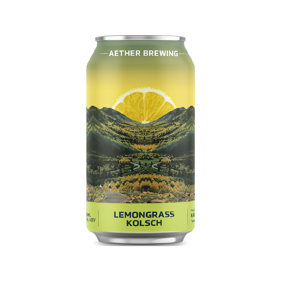 Aether Brewing Lemongrass Kölsch – crisp German-inspired lager – craft beer can with collage art by best Australian artist Karen Lynch, South Australia – limited edition Australian Kölsch