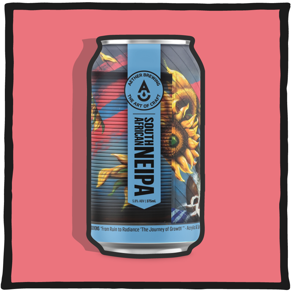 Aether Brewing  South African NEIPA – hazy New England IPA brewed in Brisbane with South African hops on a coral background