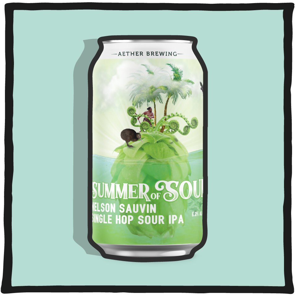 Aether Brewing Nelson Sauvin Sour IPA – Brisbane sour IPA limited release with Nelson Sauvin hops on a mint background