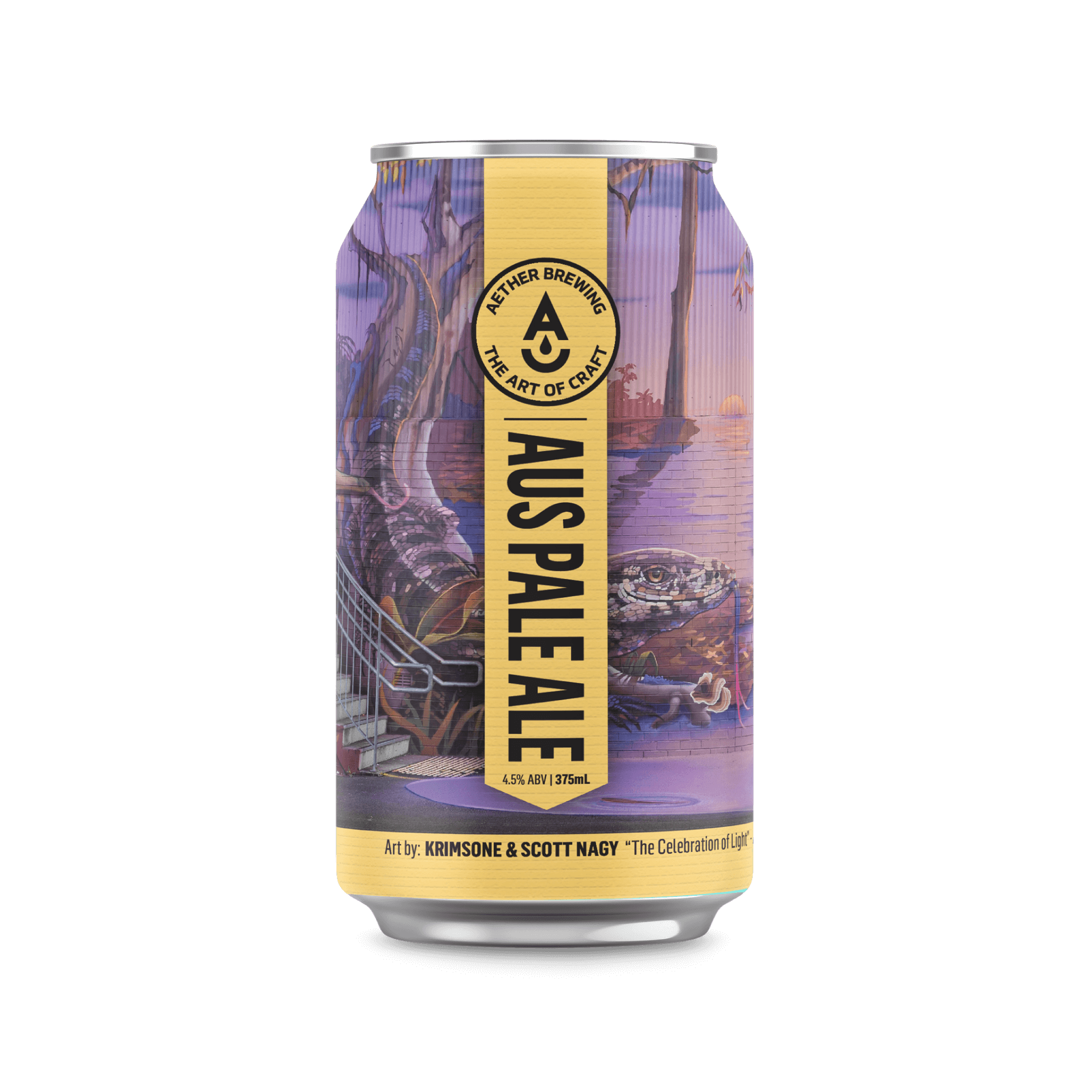 Aether Brewing Aus Pale Ale – hazy tropical pale ale with mural artwork by Krimsone & Scott Nagy – Brisbane, Australia.