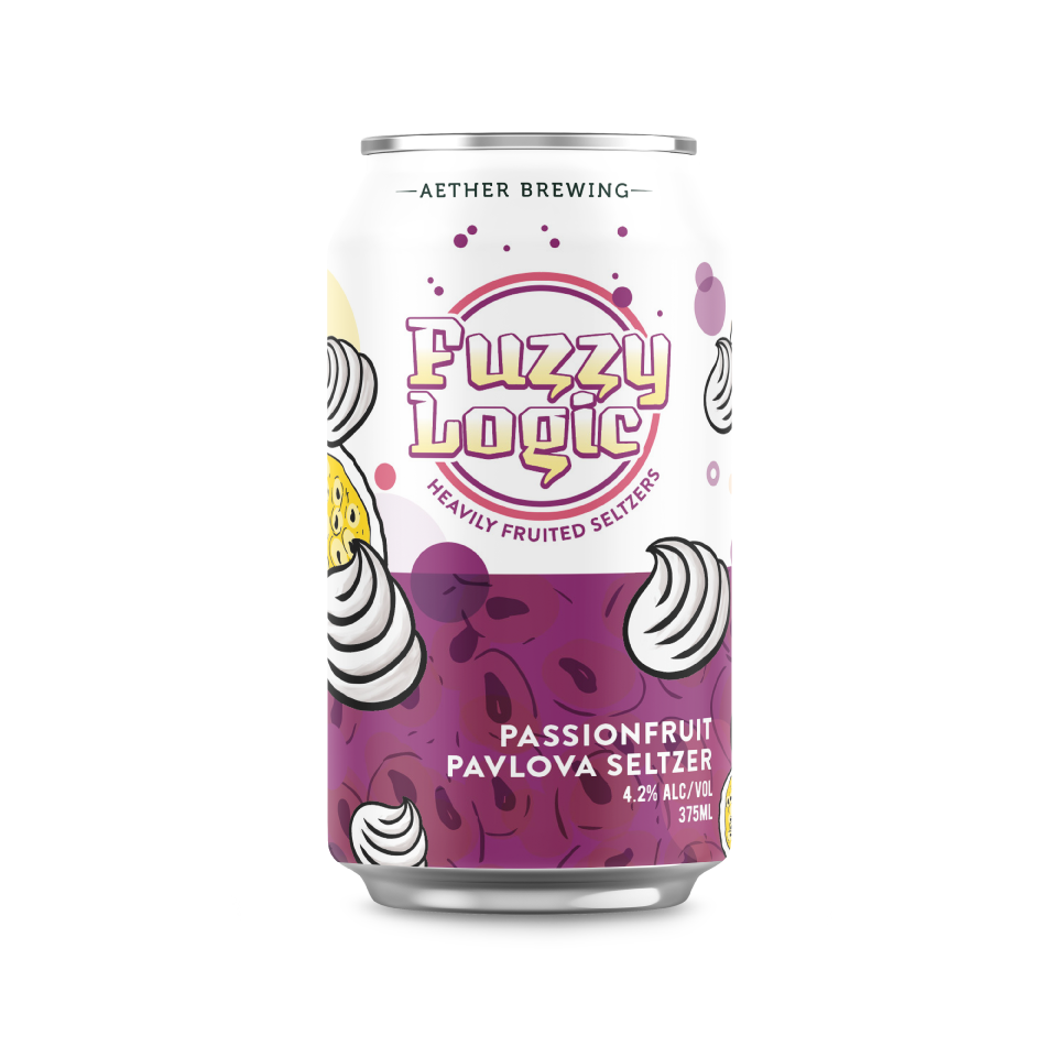 Aether Brewing Fuzzy Logic – passionfruit pavlova hard seltzer – small batch Australian seltzer