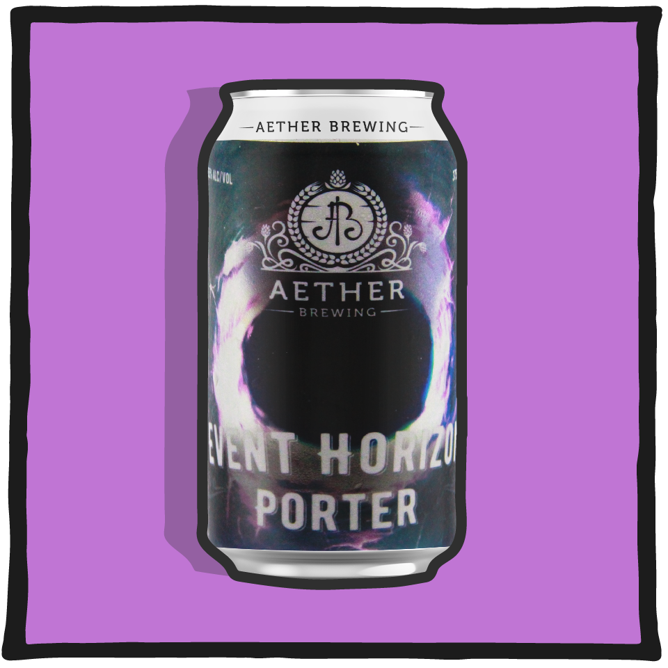 Aether Brewing Porter Event Horizon 2016 – historical Brisbane porter with roasted malt and chocolate notes on a purple background