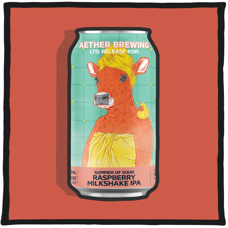 Aether Brewing Raspberry Milkshake IPA – Brisbane milkshake IPA brewed with raspberry and vanilla on a red-orange background