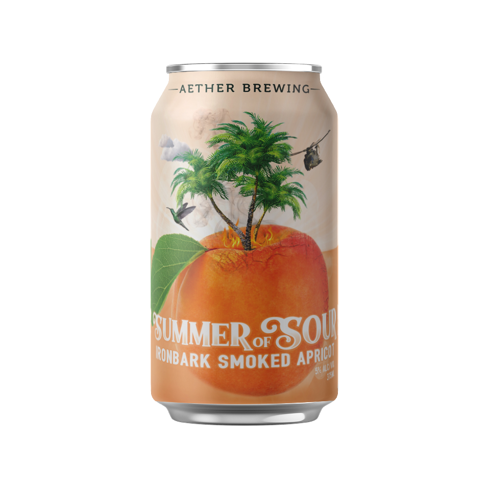 Aether Brewing Ironbark Smoked Apricot Sour – smoky sweet tart apricot sour – small batch Australian sour beer