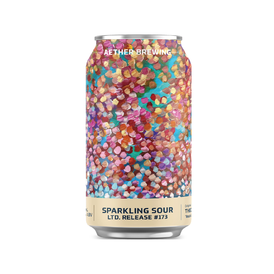 Aether Brewing Sparkling Sour – champagne-inspired bright sparkling sour – craft beer can with acrylic on canvas art by best Australian artist Theo Papathomas, Victoria – limited edition Australian sour beer
