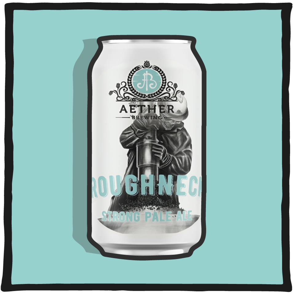 Aether Brewing Strong Pale Ale Roughneck – bold Brisbane pale ale with strong hop bitterness and malt depth on a grey background
