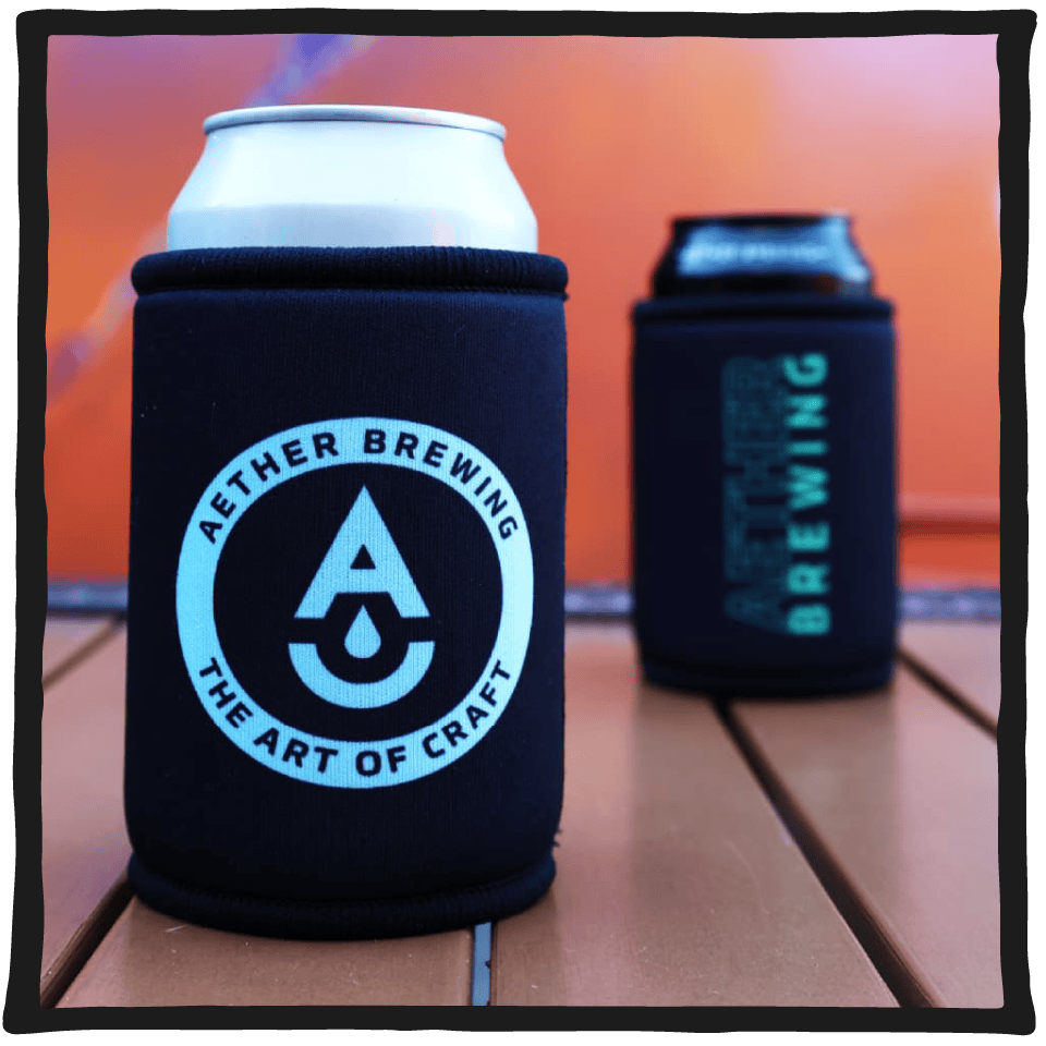 Stubby Cooler – Light Blue on Black