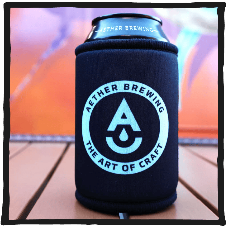 Stubby Cooler – Light Blue on Black