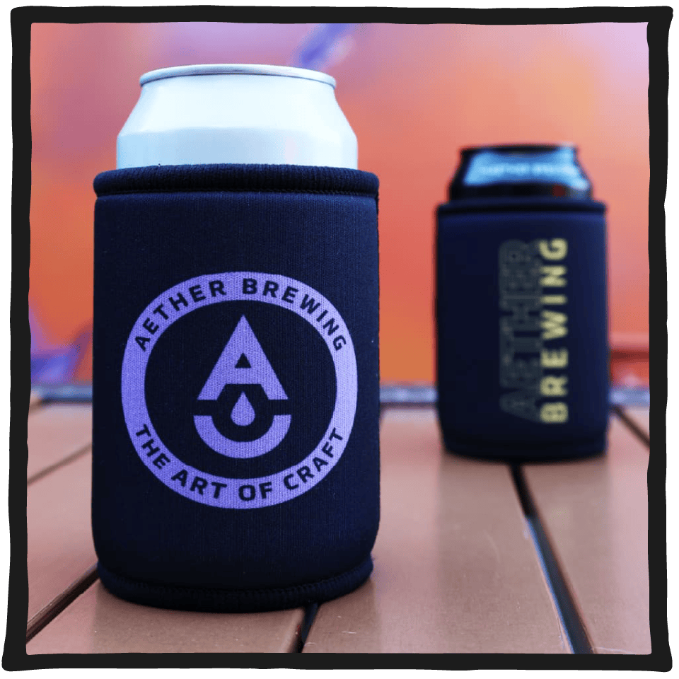 Stubby Cooler – Purple on Black