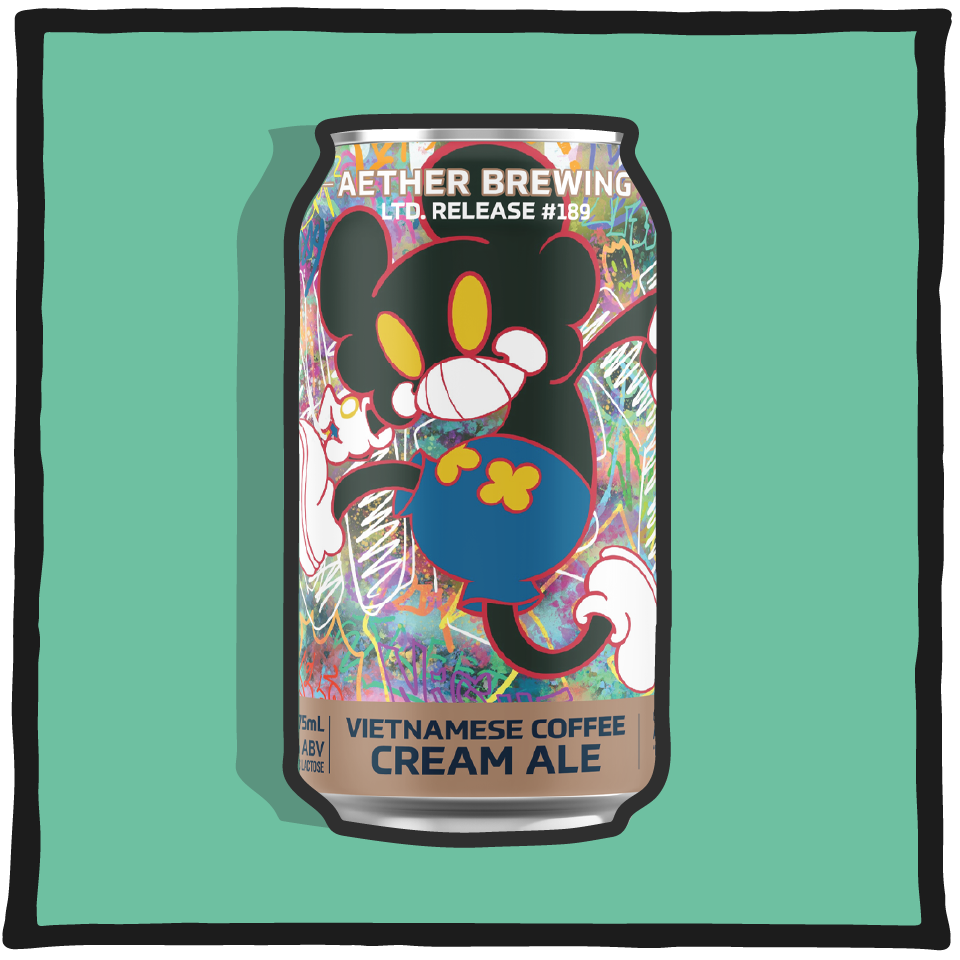 Aether Brewing Vietnamese Coffee Cream Ale – Brisbane cream ale brewed with Vietnamese coffee for smooth sweetness on a mint background