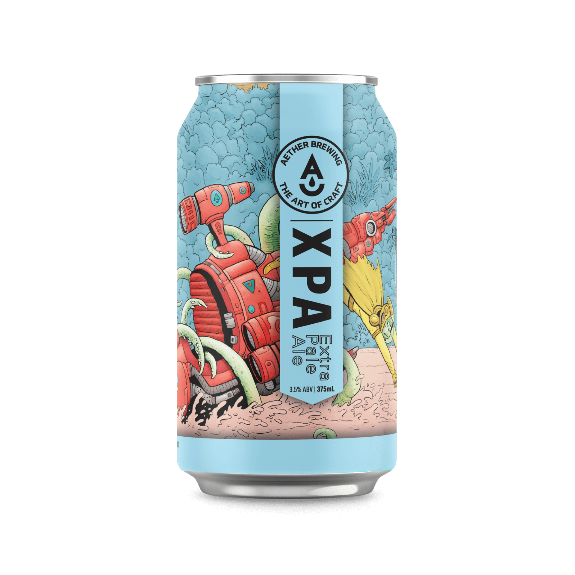 Aether Brewing XPA – mid-strength full-flavoured pale ale – craft beer can with digital illustration by best Australian artist Tim Molloy, Queensland – core range Australian craft beer